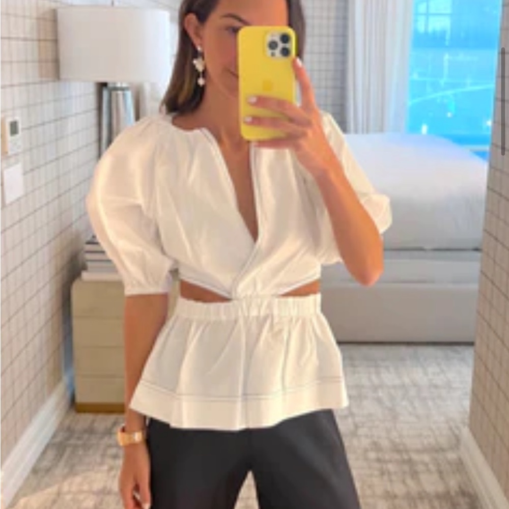 SOMETHING NAVY cutout blouse